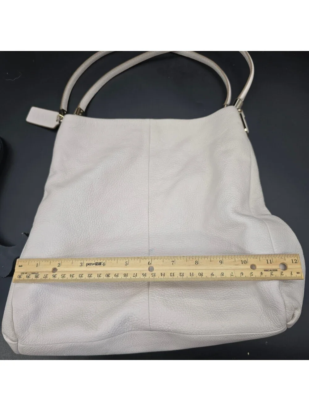 COACH Madison Phoebe Cream Pebbled Leather Shoulder Bag 26224 – AS IS READ